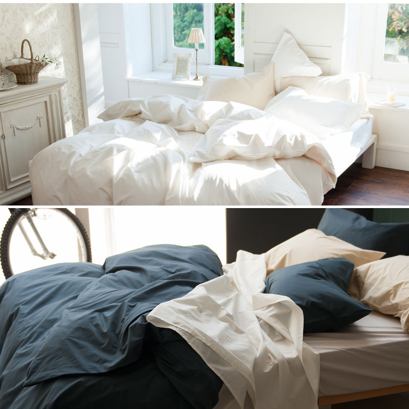 Fab the home ベッドシーツ ソリッド クイーン 160×200cm ボックスシーツ 綿100％ 無地 シンプル グレートーン 北欧 おしゃれ ファブザホーム