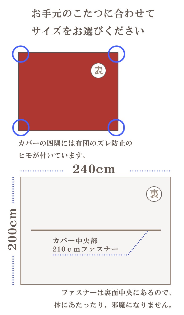Fab the Home ライトデニム こたつ布団カバー 長方形 200×240cm こたつカバー 無地 綿100％ 日本製 シンプル ジーンズ ファブザホーム