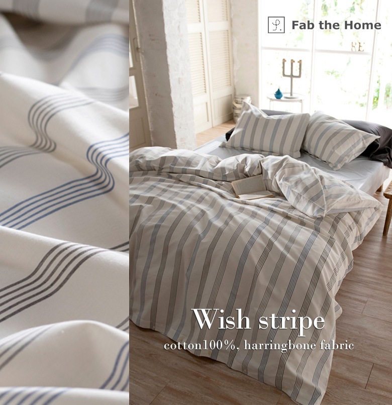 Fab the Home ウィッシュストライプ 枕カバー 50×70cm ストライプ ブルー 爽やか 北欧 ファブザホーム