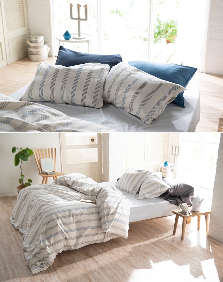 Fab the Home ウィッシュストライプ 枕カバー 50×70cm ストライプ ブルー 爽やか 北欧 ファブザホーム