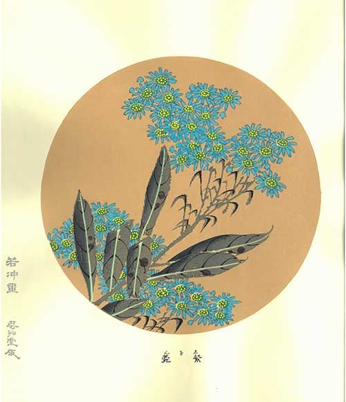 伊藤若冲 木版画　紫苑ーJakuchu Ito Woodcutー