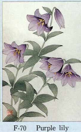 F070 クロユリ　花版画 Flower Woodcut ‐Purple lily‐