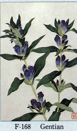 F168 竜胆　花版画 Flower Woodcut ‐Gentian‐