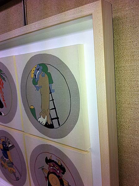 浅井忠　木版画 大津絵4点パネル仕立て額装　Chu Asai