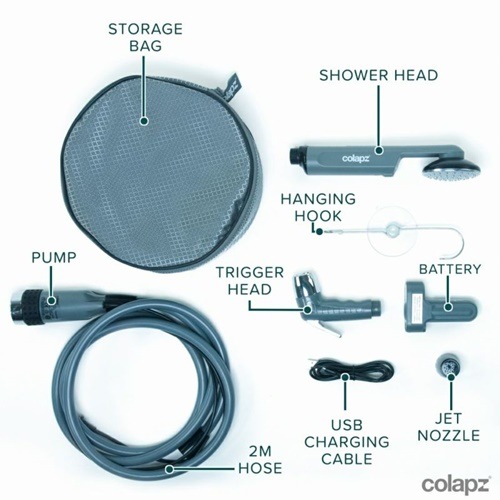 ����ץ� COLAPZ  Portable Rechargeable Travel Shower (3in1) �ݡ����֥륷��