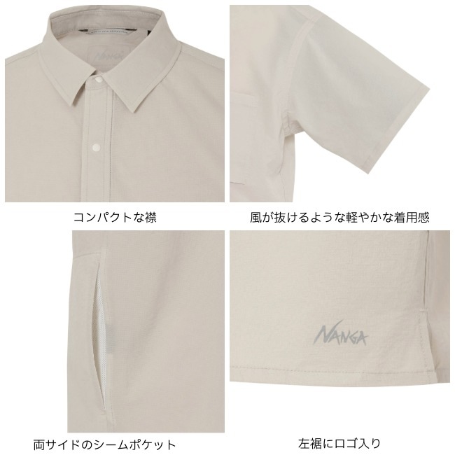 ナンガ NANGA ドットエア コンフィー ショートスリーブシャツ メンズ DotAir COMFY S/S SHIRT MEN