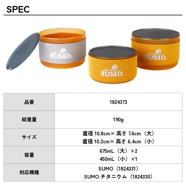 ジェットボイル JETBOIL SUMOコンパニオンボウルセット