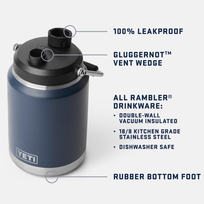 �����ƥ� YETI ���֥顼 �ϡ��ե����󥸥㥰 Rambler Half Gallon Jug