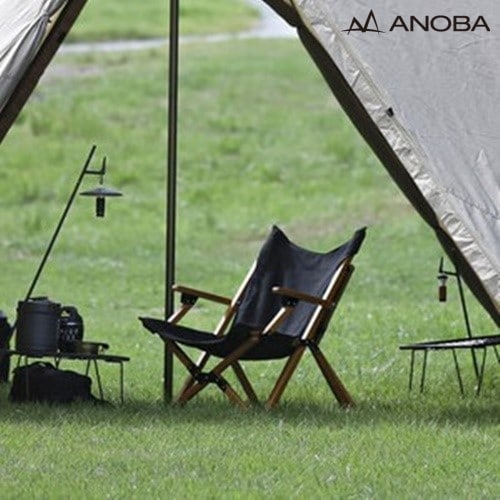 ANOBA ウッドハイバックチェアロータイプ ブラック ANOBA