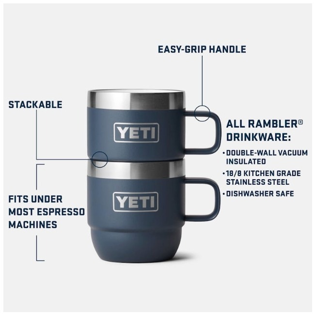 �����ƥ� YETI  ���֥顼 6���󥹥����å��֥�ޥ� 2�ѥå� RAMBLER 6oz Stackable Mugs 2PK