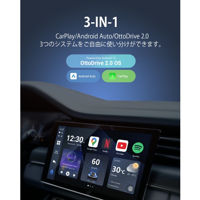 PCS46 オットキャスト OttoAibox P3 有線CarPlay搭載車用アクセサリ iPhone/Android両対応