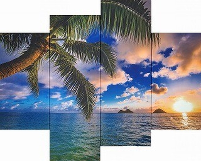 キャンバスアート Bello Canvas Art Beautiful Lanikai 4枚セット 300x600x25 300x900x25mm IPT-61745 bic-7030272s1|き〜