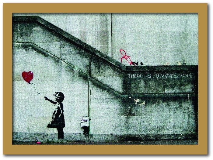 バンクシー Banksy インテリアアート Girl with Balloon 風船と少女 VS-1002NA-A3 フレームカラー：ナチュラル サイズ：A3 kar-10054176s8|は|アート