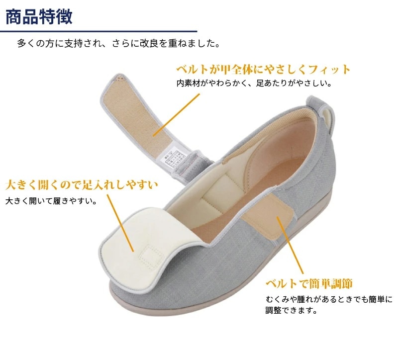 直送品］片足のみ販売 介護シューズ ダブルマジックⅢ 施設用 3E SS