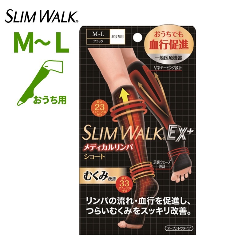 【新品未開封】メディカルスリムソックス ベージュ ブラック S-M 2枚セット スリムウォーク®EX＋ メディカルリンパ ショート ブラック
