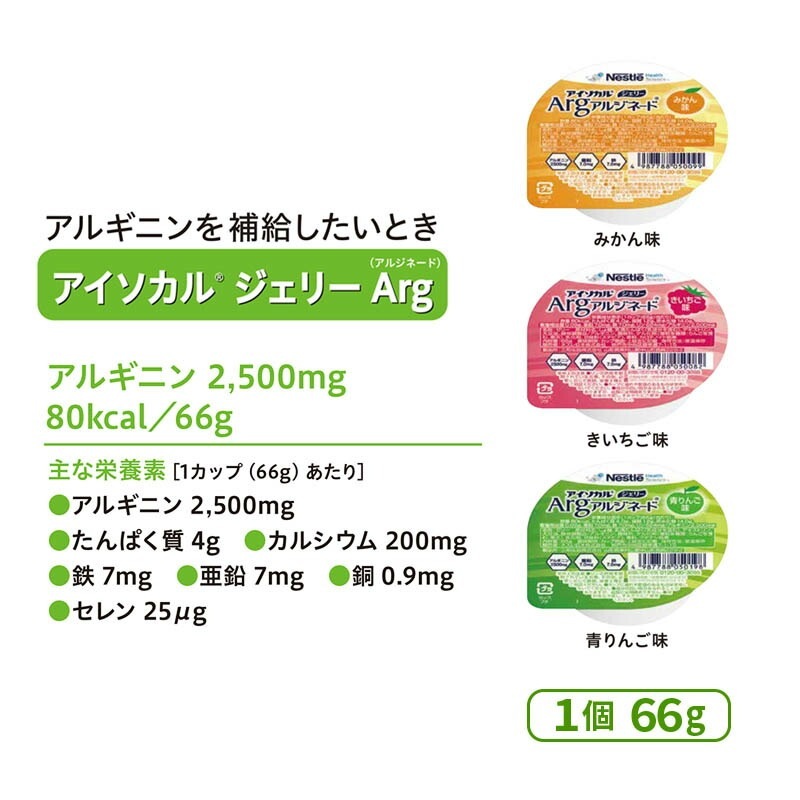 介護食 アイソカル®ジェリー Arg 青りんご味 66g×24個 （1個