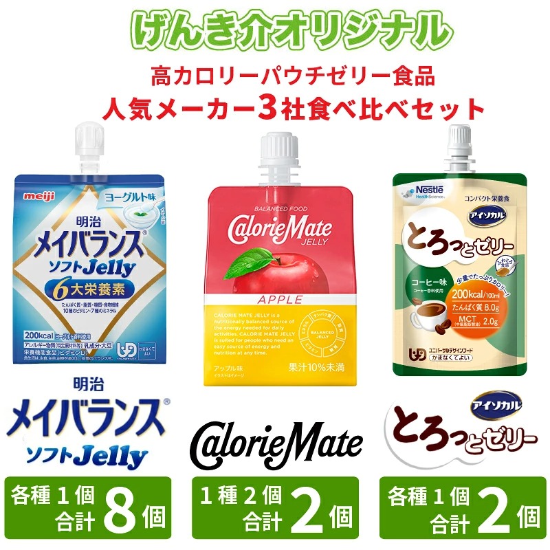 高カロリーパウチゼリー食べ比べ メイバランスソフトゼリー8種×1個