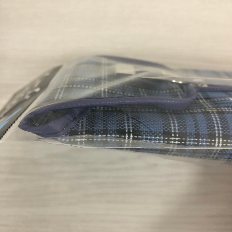 そろばんケース【２３桁】【青チェック柄】（中央ファスナー）