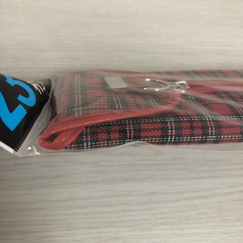 そろばんケース【23桁】【赤チェック柄】(中央ファスナー)