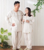 夏用（薄地）長袖長ズボン上下セット【ピュアベージュ】大人用パシーマ生地のパジャマ