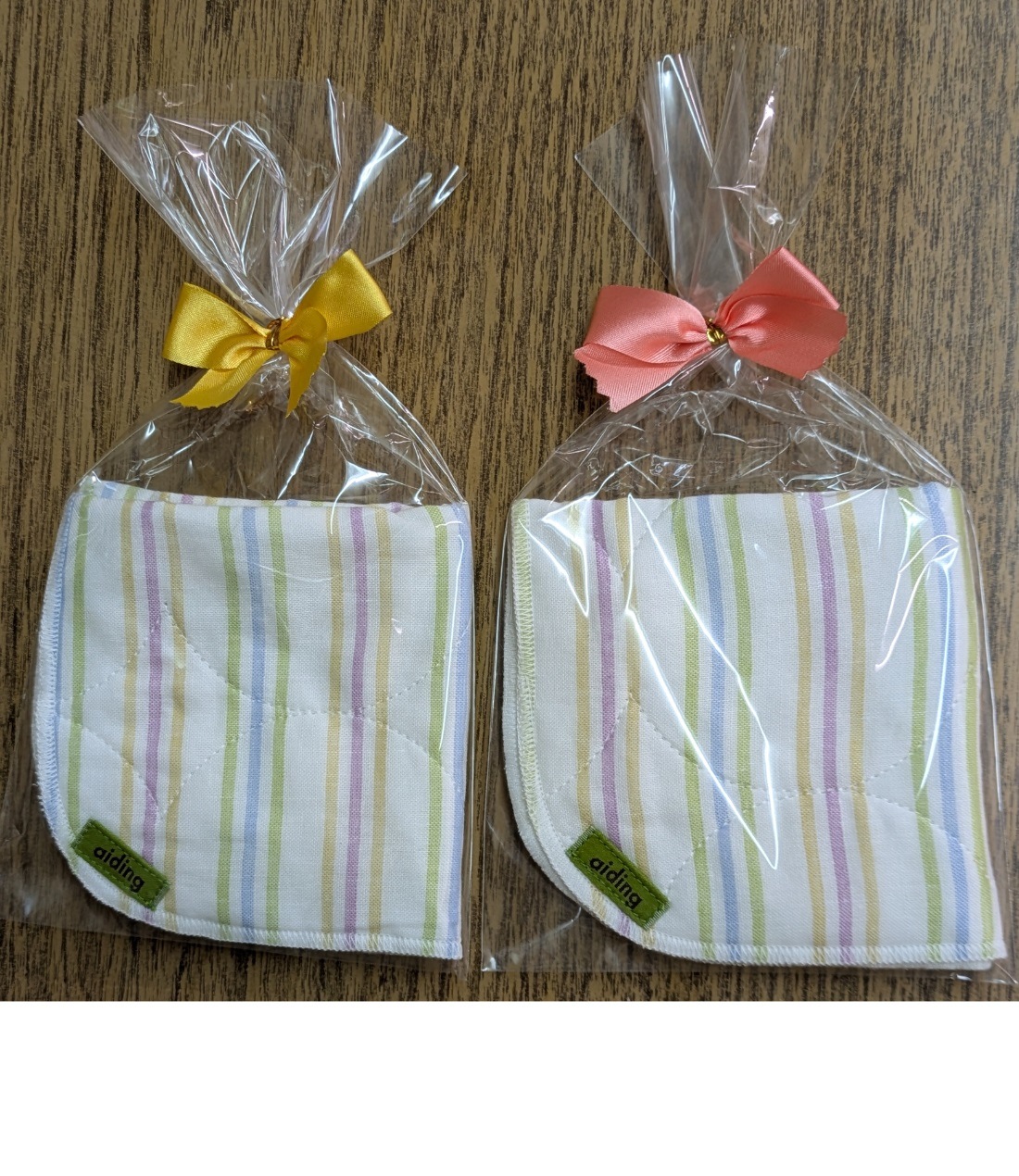 パシーマのハンカチ20×20cmギフト用_ストライプ,ジャパンブルー 5枚セット