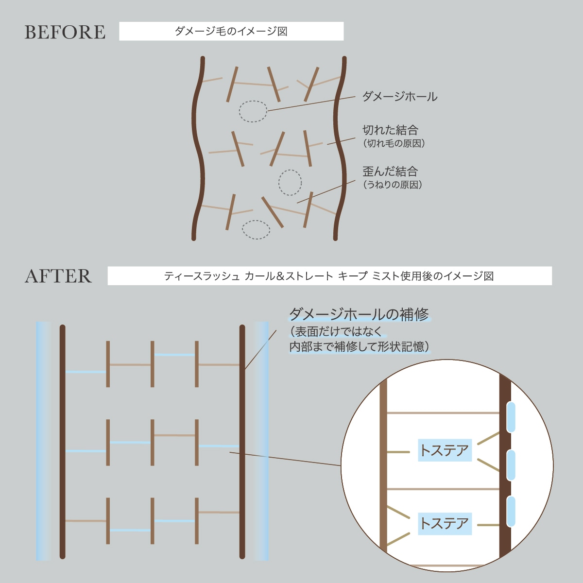 ≪特許成分「トステア(R)」配合≫ t/ Curl & Straight Keep Mist