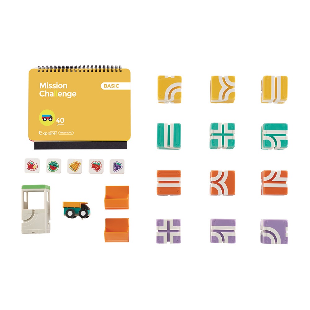 Qbi Explorer Preschool (幼児セット) BASIC ブロック15個・車1台・チャレンジカード1冊・フルーツカード5枚