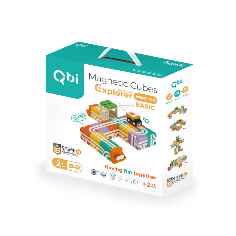 Qbi Explorer Preschool (幼児セット) BASIC ブロック15個・車1台・チャレンジカード1冊・フルーツカード5枚