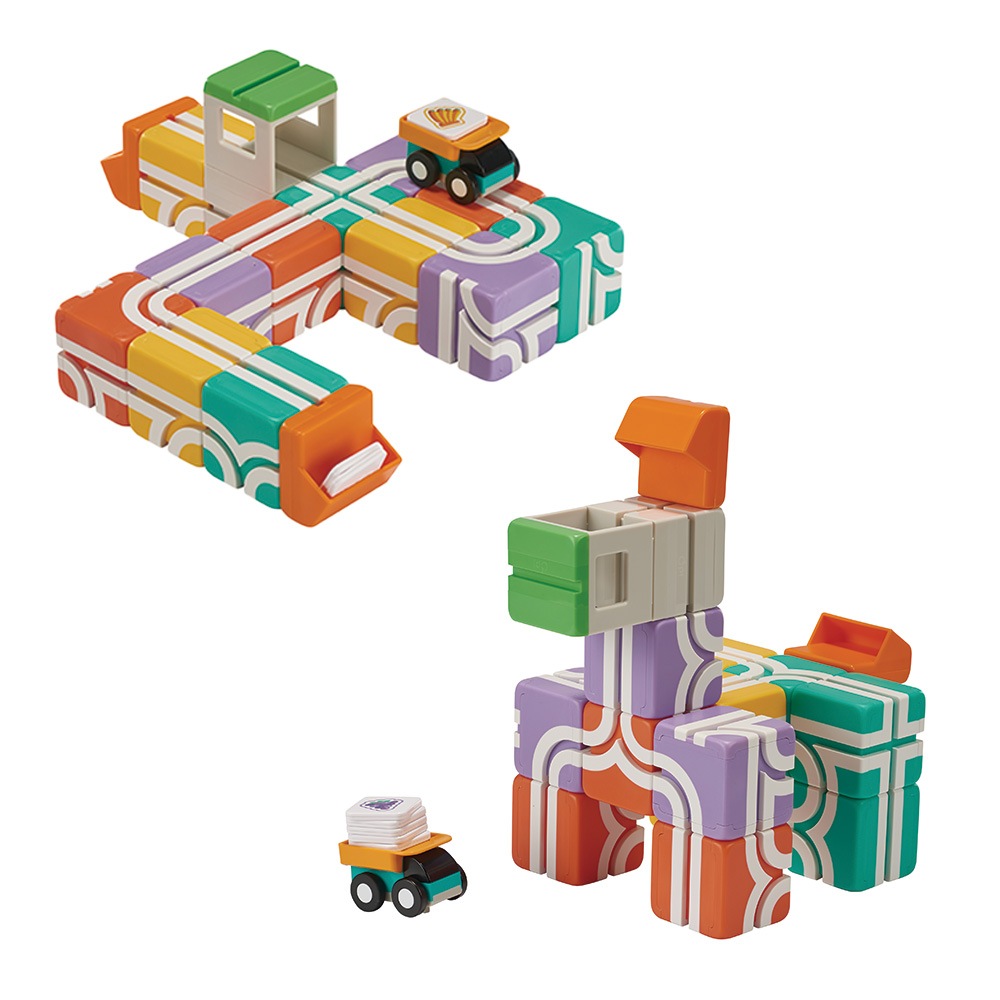 Qbi Explorer Preschool (幼児セット) BASIC ブロック15個・車1台・チャレンジカード1冊・フルーツカード5枚