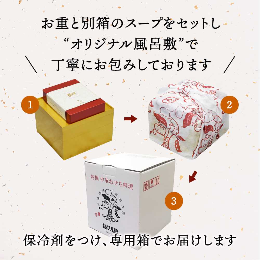 謝朋殿 中華おせち三段重(フカヒレスープ付)