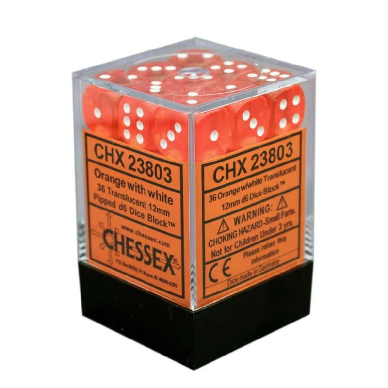 ��CHESSEX��Translucent 12mm �������֥��å���36������˥��ꥢ����󥸡ߥۥ磻��