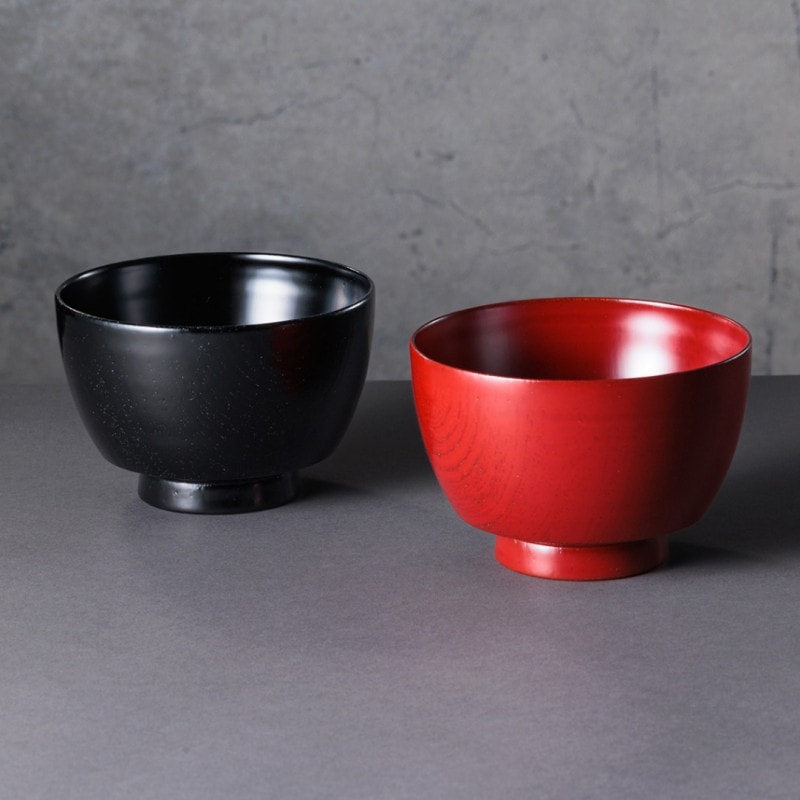 雅乃 | 欅振袖夫婦汁椀 古代朱･黒 伝統工芸士 梶原伸夫作（ペア）