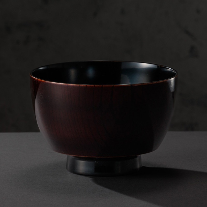 雅乃 | 欅振袖汁椀 木地呂内黒 伝統工芸士 梶原伸夫作
