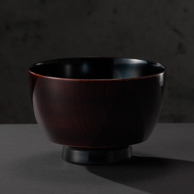 雅乃 | 欅振袖汁椀 木地呂内黒 伝統工芸士 梶原伸夫作