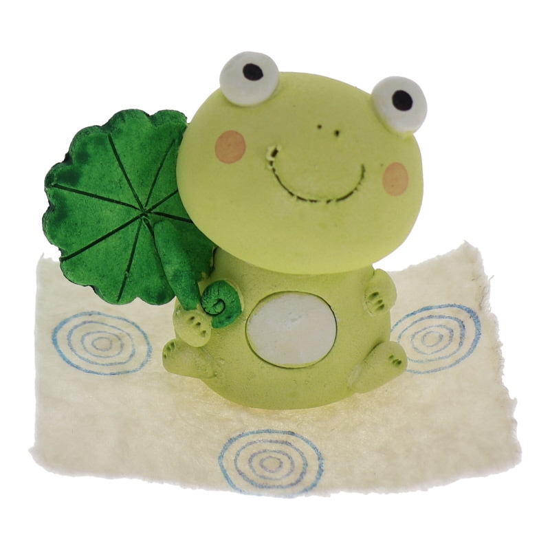 弥生窯 ほのぼのカエル葉っぱ 置物 工芸品 インテリア 日本製 縁起物 おみやげ 和雑貨 プレゼント ギフト