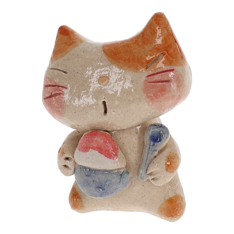 SAO陶房 夏祭り猫氷 置物 工芸品 インテリア 日本製 縁起物 おみやげ 和雑貨 プレゼント ギフト