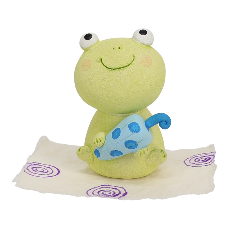 弥生窯 ほのぼのカエル傘 置物 工芸品 インテリア 日本製 縁起物 おみやげ 和雑貨 プレゼント ギフト