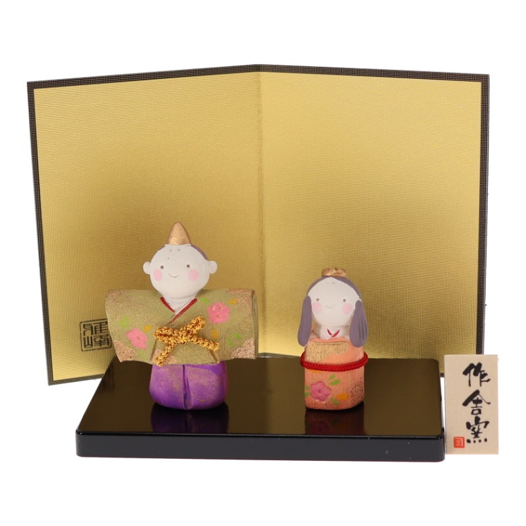 松本陶器 錦立ち雛小 置物 節句 インテリア 陶器 日本製 縁起物 おみやげ 和雑貨 プレゼント ギフト