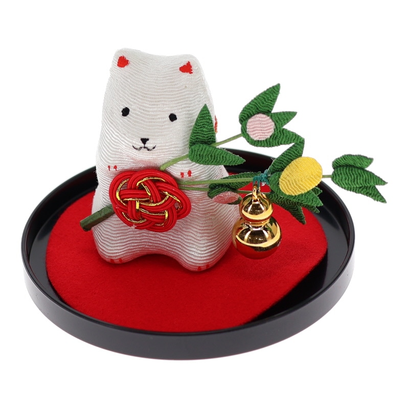 リュウコドウ ちりめん 福丑(福笹) 置物 インテリア 干支 縁起物 日本製 おみやげ 和雑貨 プレゼント ギフト