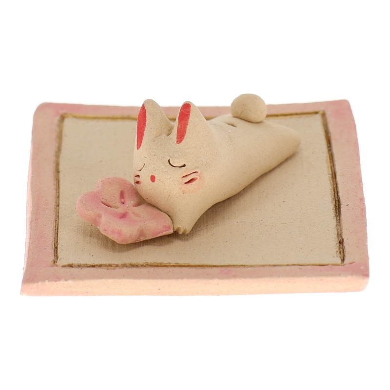 松本陶器 桜と兎 香立 置物 インテリア 陶器 日本製 縁起物 おみやげ 和雑貨 プレゼント ギフト