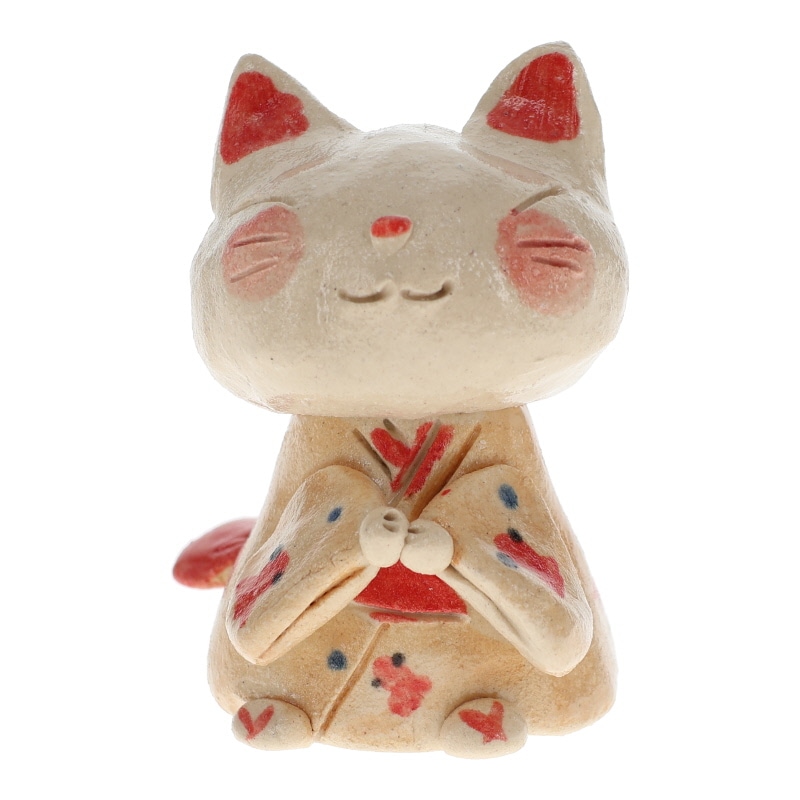 舞陶館 着物猫 置物 インテリア 陶器 日本製 縁起物 おみやげ 和雑貨 プレゼント ギフト