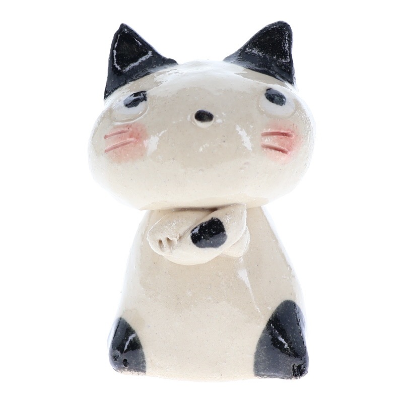 舞陶館 思案猫 置物 インテリア 陶器 日本製 縁起物 おみやげ 和雑貨 プレゼント ギフト