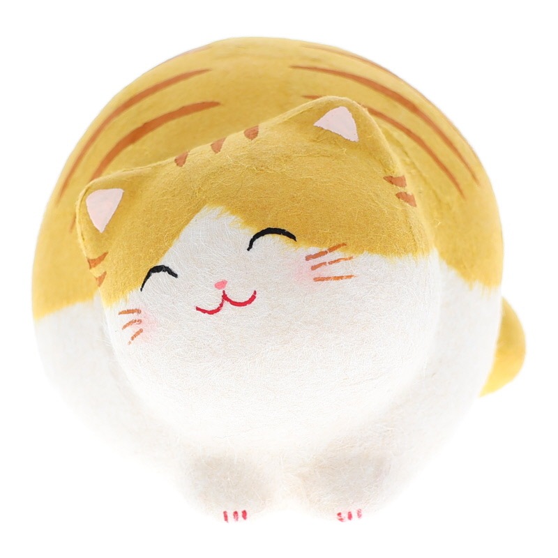 リュウコドウ ちぎり和紙 にっこり丸猫 トラ猫 置物 インテリア 縁起物 日本製 おみやげ 和雑貨 プレゼント ギフト