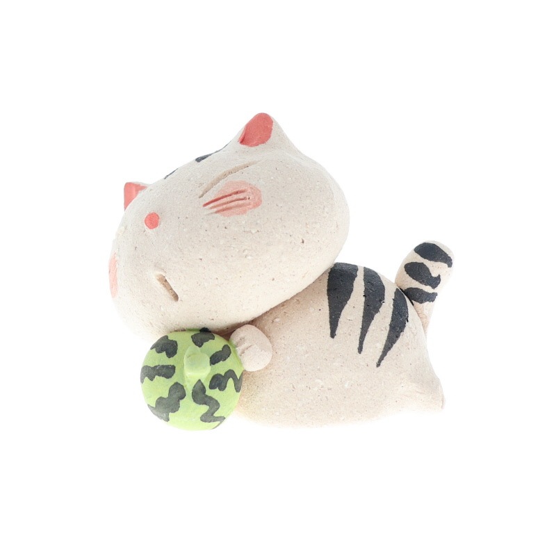 松本陶器 夏 ねこ スイカ泥棒 置物 インテリア 縁起物 おみやげ 和雑貨 プレゼント ギフト