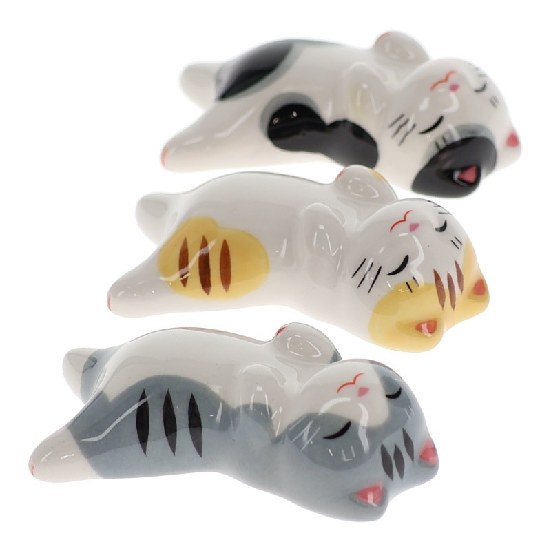薬師窯 猫町ねこ箸置きセットあおむけトリオ 置物 工芸品 インテリア おみやげ 和雑貨 キッチン用品 プレゼント ギフト