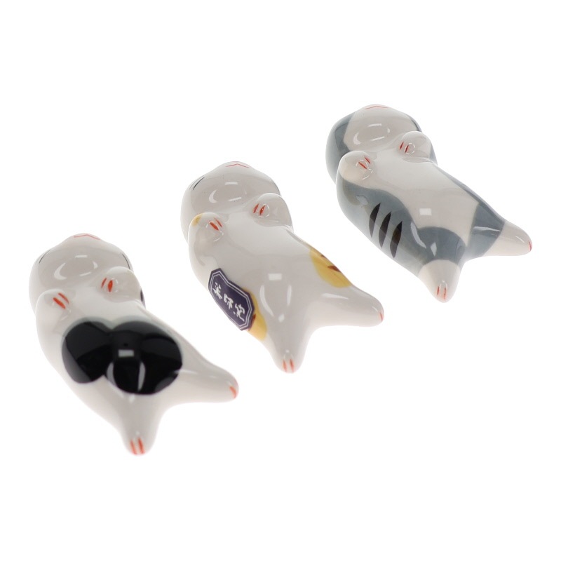 薬師窯 猫町ねこ箸置きセットあおむけトリオ 置物 工芸品 インテリア おみやげ 和雑貨 キッチン用品 プレゼント ギフト