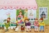 童画ポストカード「花屋さんの前で」|春|童画ポストカード
