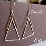 【送料無料】K10YG ダブル トライアングル フック ピアス(2P)【アリゼ】|レディースアクセサリー