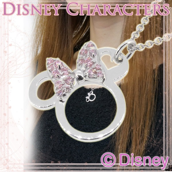 Disney/ディズニー】キラキラ ミニー リボン シルバーネックレス|大人