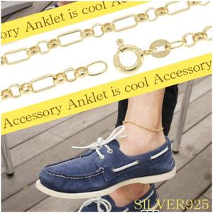 アンクレット メンズ 金 ゴールド 甲丸チェーン シンプル ロールチェーン 人気 おしゃれ 足首 アクセサリー シルバー925 男性|メンズアクセサリー